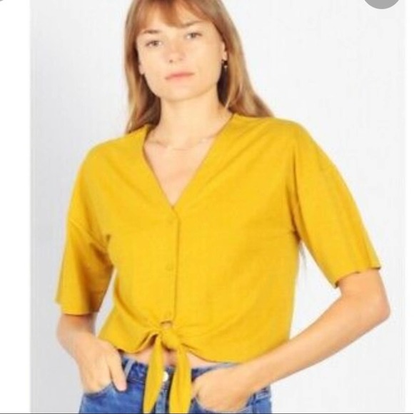 Mod ref Luca tie crop top mustard SZ L - Picture 1 of 7